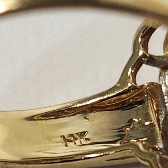 VTG 5.10g 14K Gold Natural Genuine Ruby & Diamond Cluster Halo Ring Size 6/7 - Picture 5 of 15